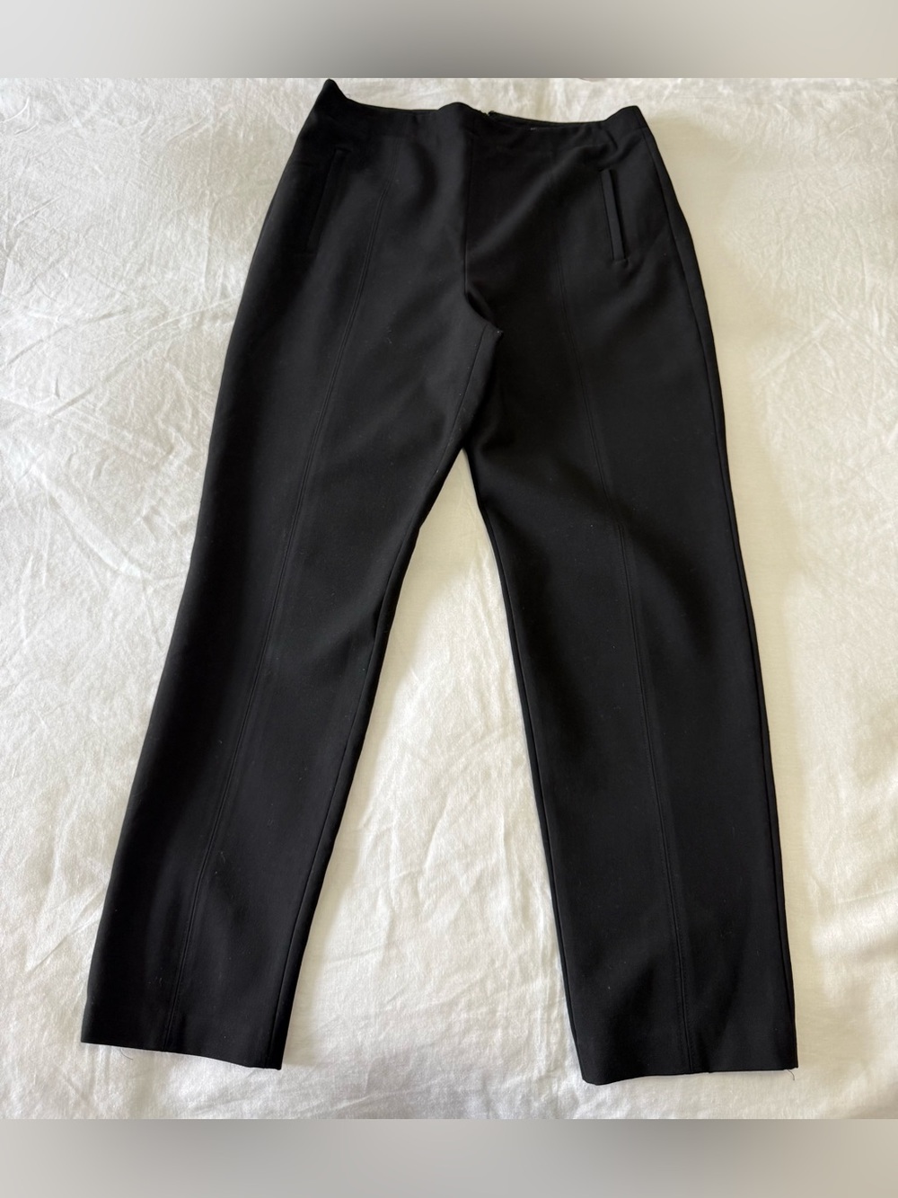 Tibi | Women's 12 | Black High Waist Ankle Trouser Stretch | Back Zip Cropped